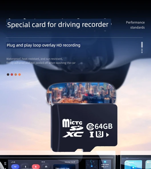 Zhiji Araç İçi Kamera için Yüksek Hızlı TF Kartı - 64GB - 7