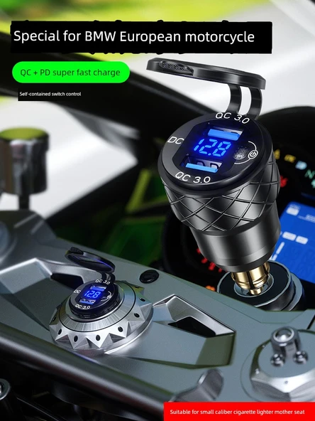 Motosiklet Çakmaklık Şarj Aleti - Mini Kırmızı (Kırmızı Işıklı) QC3.0+PD Süper Hızlı Şarj - 3