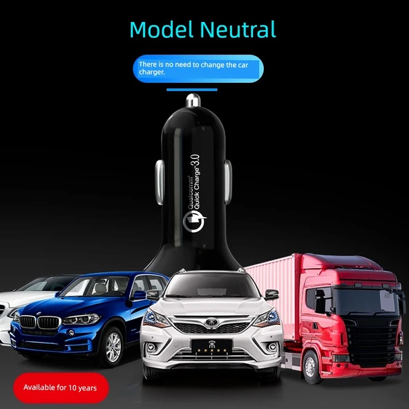 66W Çift USB Süper Hızlı Araç Şarj Cihazı - 3
