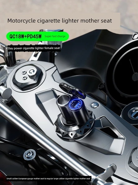 Motosiklet Çakmaklık Şarj Aleti - Mini Kırmızı (Kırmızı Işıklı) QC3.0+PD Süper Hızlı Şarj - 5