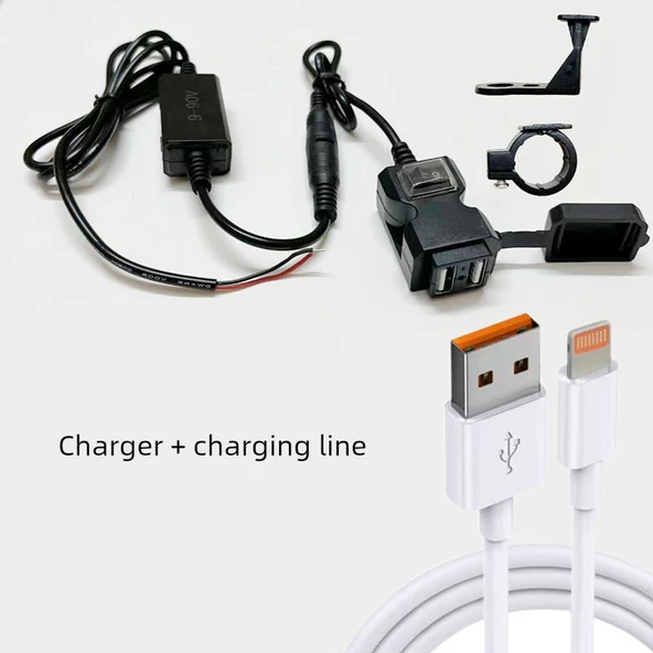 Elektrikli Araç Şarj Cihazı 36V-90V 2.1A Çift Port 1.5m Apple Kablolu