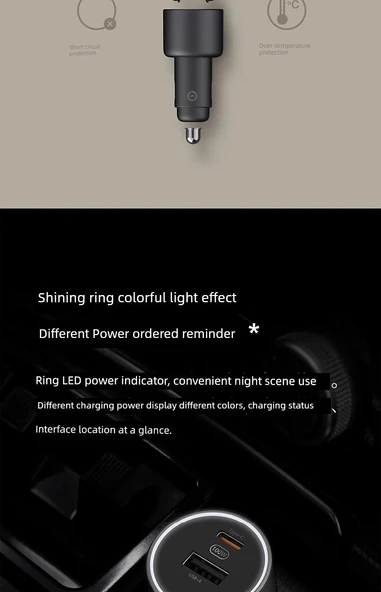 Xiaomi 100W Hızlı Şarj Araç Şarj Cihazı - 1A1C USB-C ve USB-A Portlu - 8