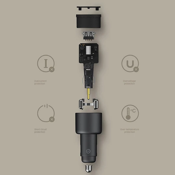 Xiaomi 100W Hızlı Şarj Araç Şarj Cihazı - 1A1C USB-C ve USB-A Portlu - 3