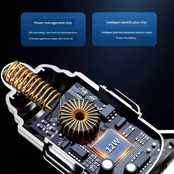 100W Çift USB Portlu Araç Şarj Cihazı - Siyah - 5