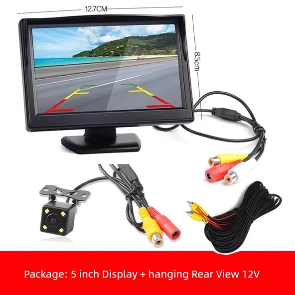 5 inç LCD Ekranlı 12V 6m Kablolu Araç Kameralı Araba Arka Görüş Sistemi