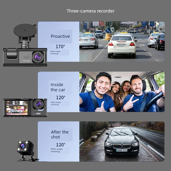 1080P HD Araç İçi Kamera - Çift Kamera, WiFi, Mobil Bağlantı, 64GB Hafıza Kartı - 3