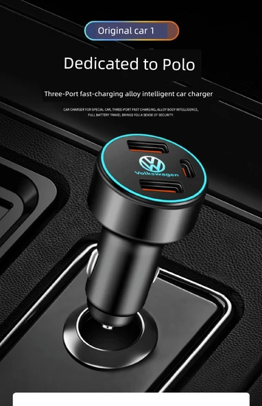 Volkswagen Polo Araç Şarj Cihazı Çift USB 36W - Siyah - 7