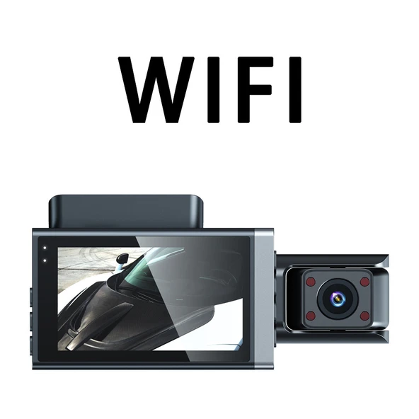 1080P Araç İçi WiFi Kamera - Çift Yönlü Kayıt (Ön + İç) + WiFi