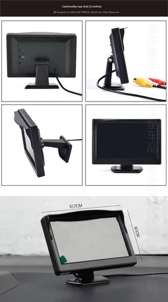 5 inç LCD Ekranlı 12V 6m Kablolu Araç Kameralı Araba Arka Görüş Sistemi - 11