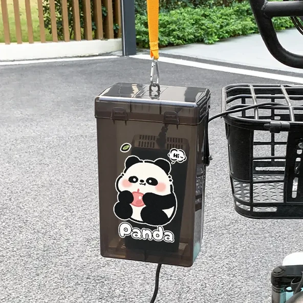 Çizgi Film EV Şarj Su Geçirmez Kılıf - Siyah Panda 02