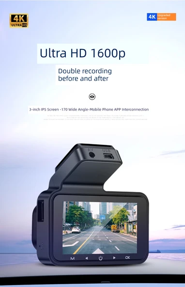 4K Ultra HD Araç Kamerası - Kartsız - Tek Lens - Mobil Bağlantı - 6