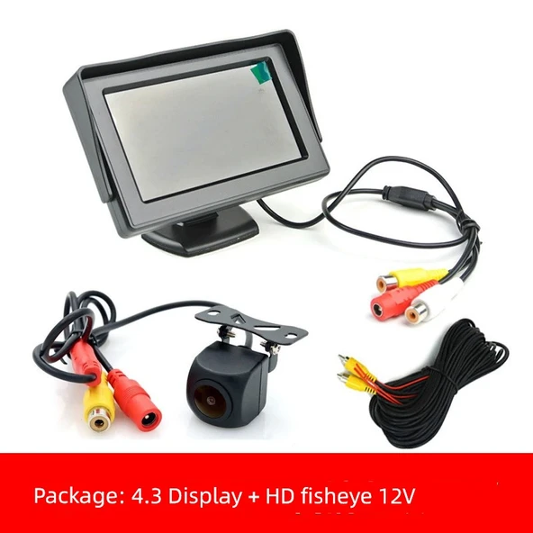 4.3 inç LCD Ekranlı HD Balıkgözü Kameralı 12V 10m Kablolu Araba Arka Görüş Sistemi