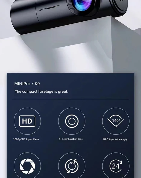 Ultra HD Gece Görüşlü 1080p Araç İçi Kamera - USB Güç, 64GB Kart - 7