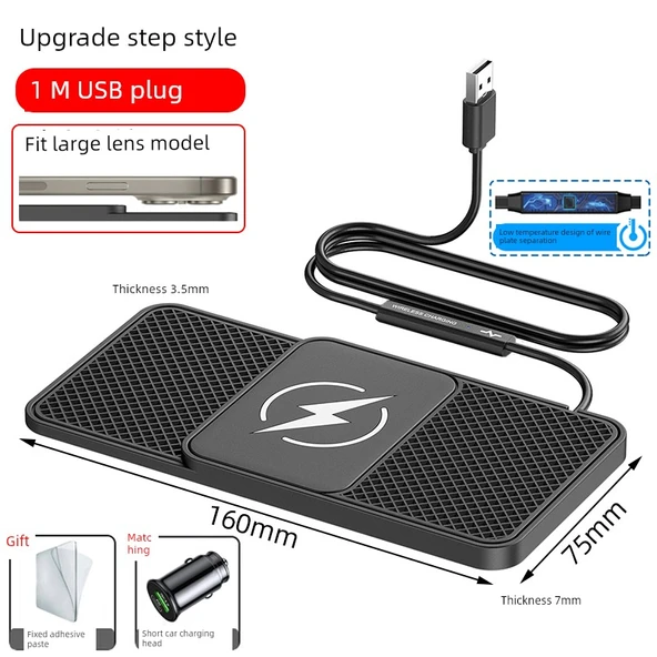 20W Kablosuz Araç Şarj Cihazı ve Çift Portlu Şarj - 1 Metre USB