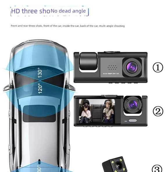 1080P HD Araç İçi Kamera - Çift Lens, WiFi Yok, Hafıza Kartsız - 8