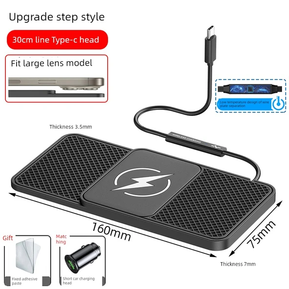 20W Kablosuz Araç Şarj Cihazı ve Çift Portlu Şarj - 30cm Kısa Type-C