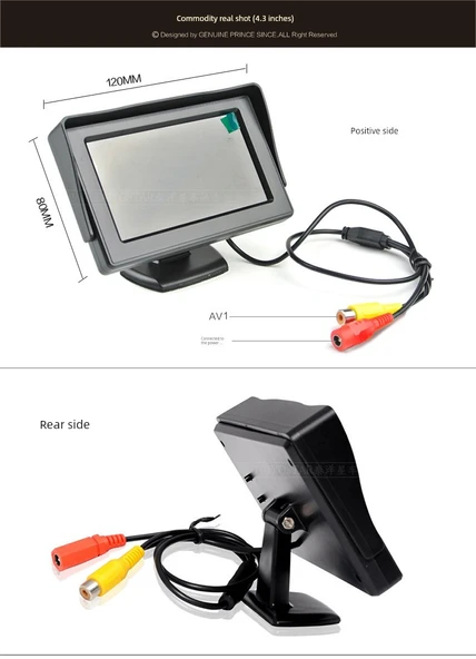 5 inç LCD Ekranlı 12V-24V Araba Arka Görüş Monitörü - 9