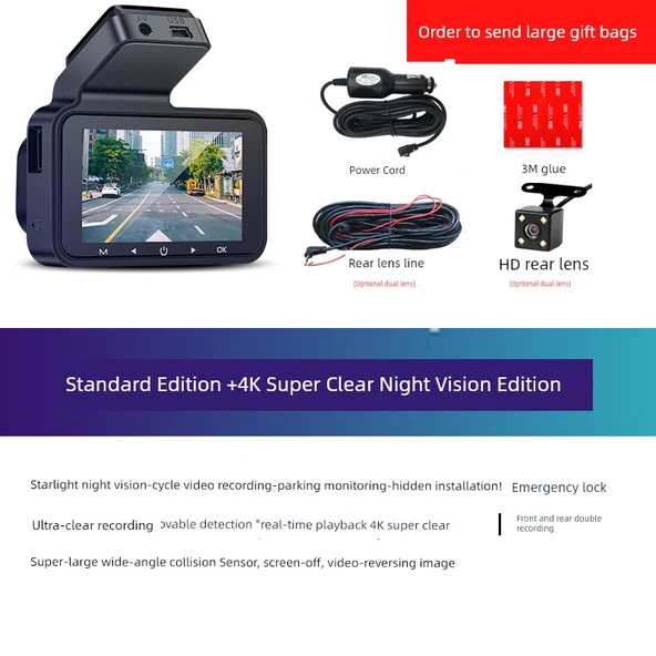 4K Ultra HD Araç Kamerası - 128GB Kart - Tek Lens - Kayıt Cihazı Oynatma