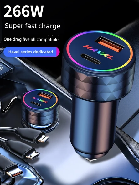 3in1 Kablolu Hızlı Şarj Araç Şarj Cihazı - Siyah - 30W - Resim 2