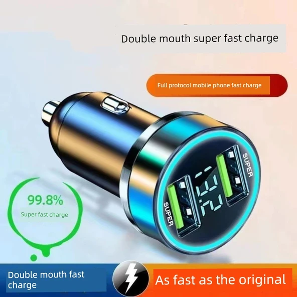 240W Araç Şarj Cihazı - 3.1A Sabit Dijital Ekran - 8