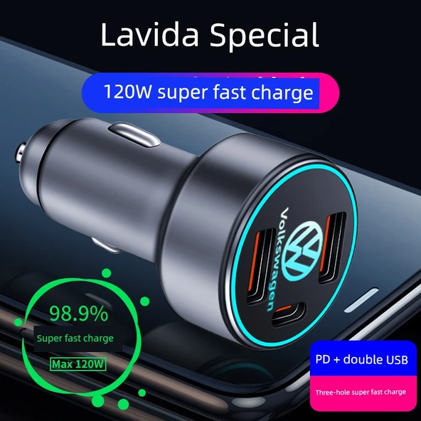 Lavida Langyi Araç Şarj Cihazı [PD + USB Hızlı Şarj 66W] Siyah - 2