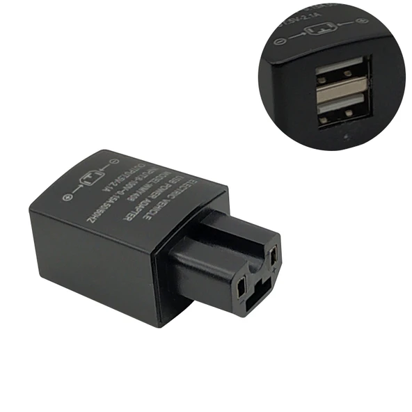 Elektrikli Araç USB Telefon Şarj Cihazı - 2A Çift USB Siyah