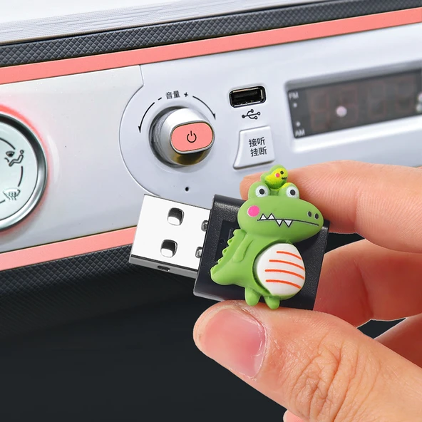 Bluetooth Araç İçi Alıcı - Hongguang MINI Yeşil Dinozor