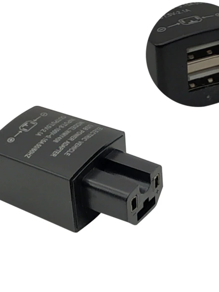 Elektrikli Araç USB Telefon Şarj Cihazı - 2A Çift USB Beyaz + Apple Kablosu - 3