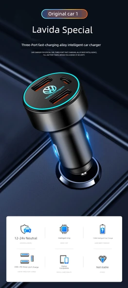 Lavida Araç Şarj Cihazı [Çift USB 36W] Siyah - 6