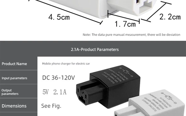 Elektrikli Araç USB Telefon Şarj Cihazı - 2A Çift USB Beyaz + Apple Kablosu - 8