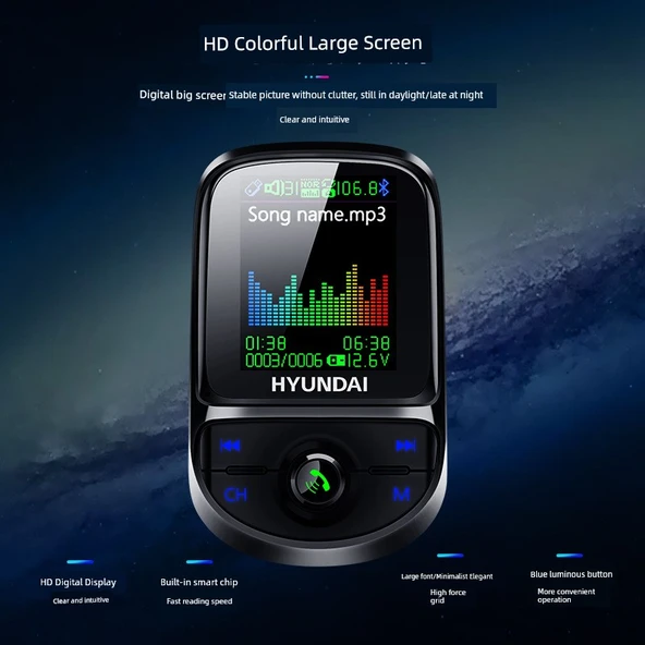 Oto MP3 Çalar - Bluetooth 5.0, QC3.0 Hızlı Şarj - Standart Model - 5