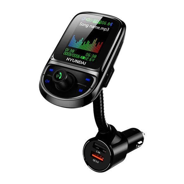 Oto MP3 Çalar - Hyundai + 3'ü 1 Arada Data Kablosu, Bluetooth 5.0, QC3.0 Hızlı Şarj