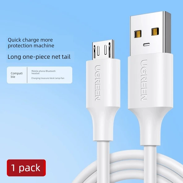 Beyaz 1m Mikro USB Kablolu Araç Şarj Cihazı