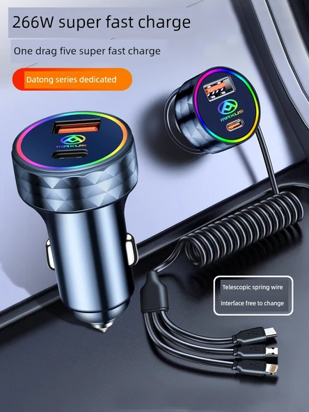 USB Hızlı Araç Şarj Aleti - Siyah 66W Süper Hızlı Şarj - 2