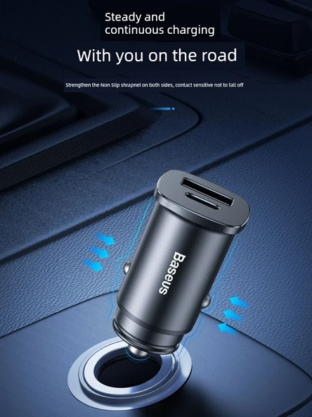 25W Mini Metal Araç Şarj Cihazı - Manyetik Hızlı Şarj Kablolu - 4