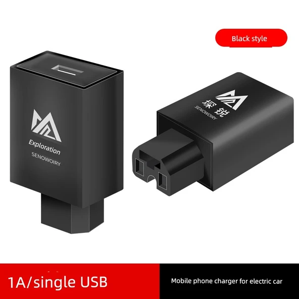 Elektrikli Araç USB Şarj Başlığı - 1A Siyah