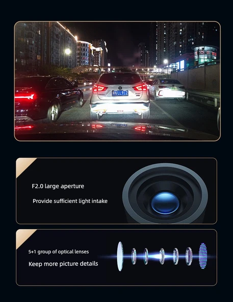 Çift Lensli Araç İçi Kamera - 1440p Standart Sürüm - 64GB - 11
