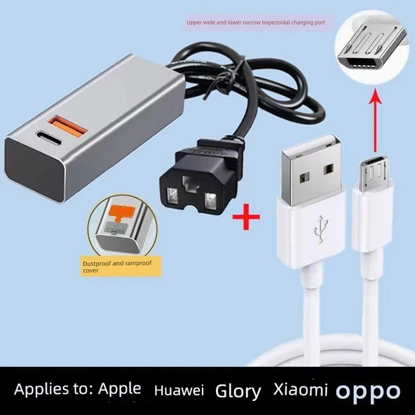 60V 72V Alüminyum Alaşımlı Elektrikli Araç Hızlı Şarj Cihazı - 1.5m Android Kablolu