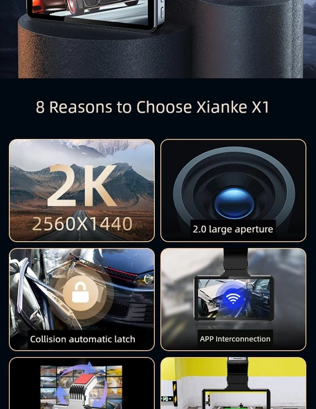 Çift Lensli Araç İçi Kamera - 1440p Standart Sürüm - 32GB - 8