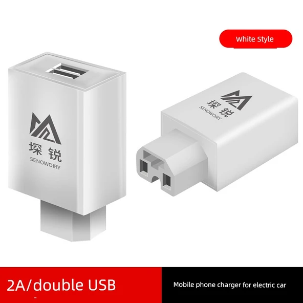 Elektrikli Araç USB Şarj Başlığı - 2A Beyaz