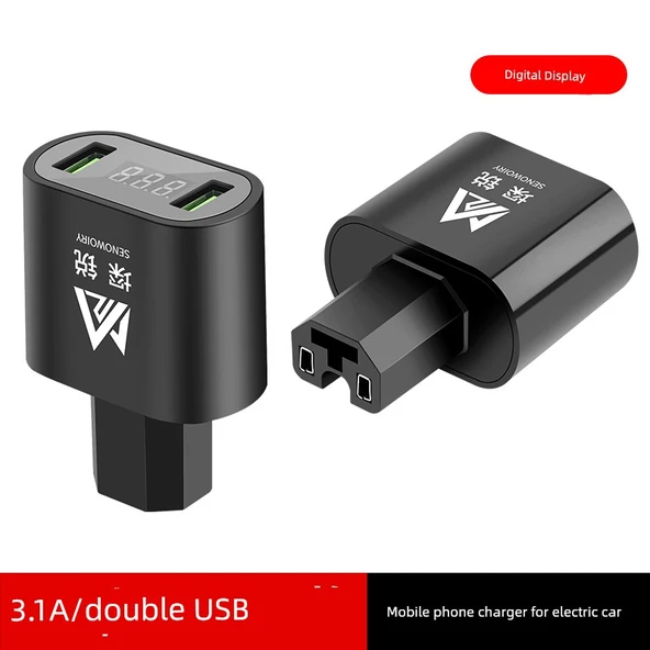 Elektrikli Araç USB Şarj Cihazı - 3.1A Siyah Dijital Ekran