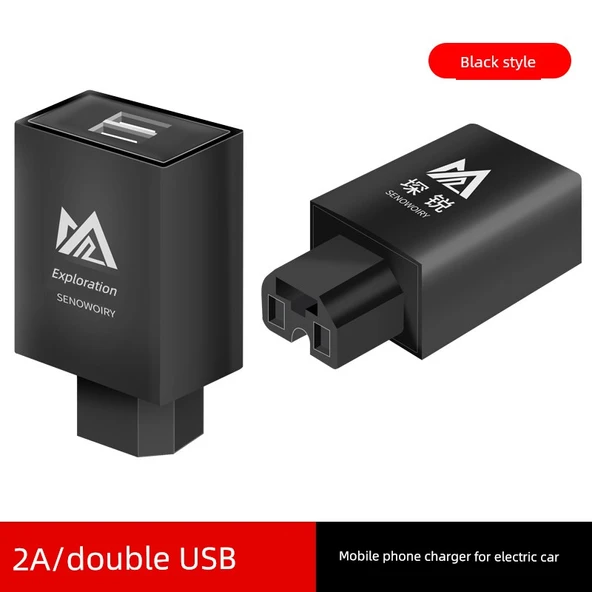 Elektrikli Araç USB Şarj Başlığı - 2A Siyah
