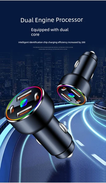 Xiaomi Su7max/Pro Araç Şarj Cihazı - 336W Süper Hızlı Şarj - Siyah + Üçü Bir Arada Data Kablosu + PD Hızlı Şarj Kablosu - 11