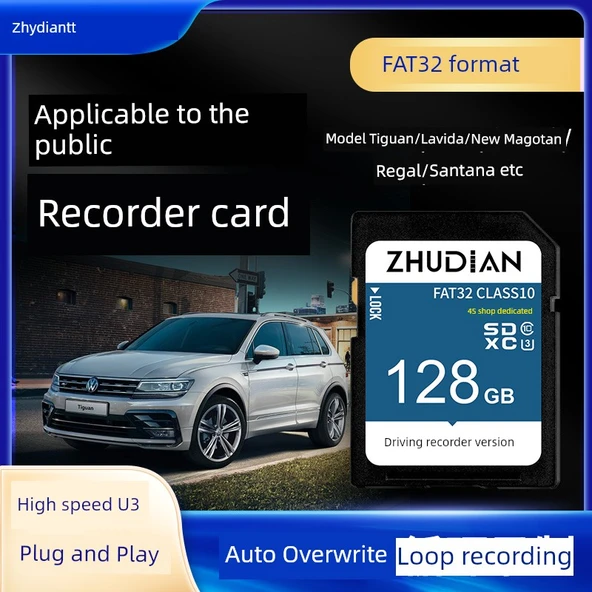 Volkswagen Araç İçi Kamera SD Kartı - 128GB + Kart Okuyucu