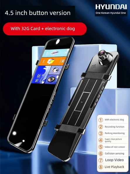 4.5 inç Elektronik Köpekli Tek Lens Araç Kamerası - 32GB Kartlı