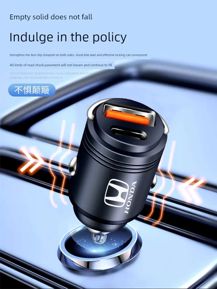 Honda 200W Süper Hızlı Araç Şarj Cihazı - Gri - 3'ü 1 Arada Data Kablolu - 5