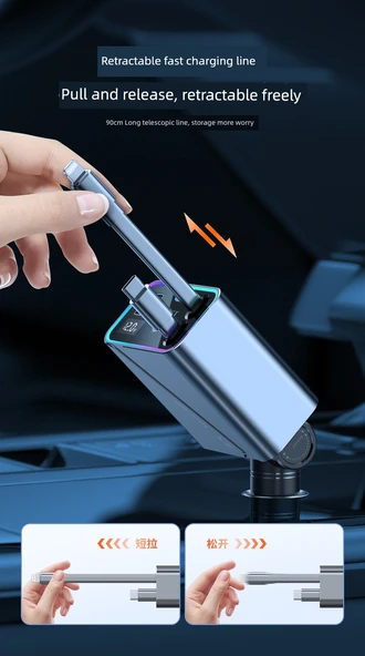 Honda Uyumlu 192W Süper Hızlı Şarj TYPE-C + Apple Araç Şarj Cihazı - 10