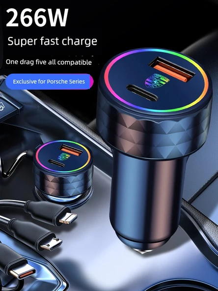 Porsche Araç Şarj Cihazı 30W - Kırmızı - 2