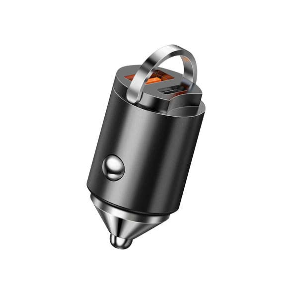 Çift Portlu PD20W QC3.0 66W Plastik Halkalı Araç Şarj Cihazı - 5