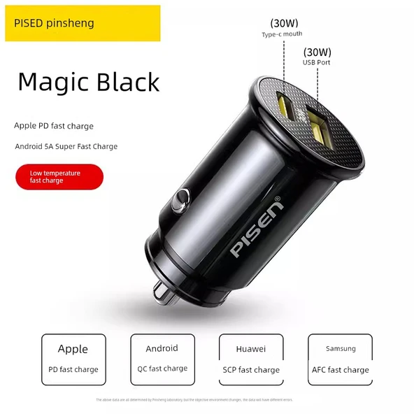 Mini Araç Şarj Cihazı - A+C Port 30W Hızlı Şarj